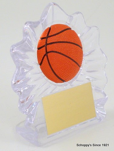 Basketball Shell Trophy with Relief Ball Logo - Schoppy's Since 1921