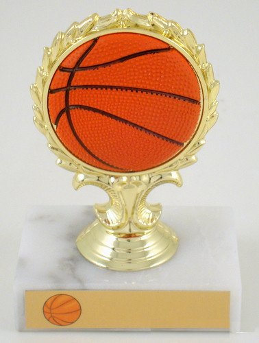 Basketball Trophy with Relief Ball Logo-Trophies-Schoppy's Since 1921