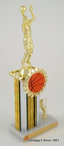 Basketball Wide Column Relief Ball Logo Trophy - Schoppy's Since 1921