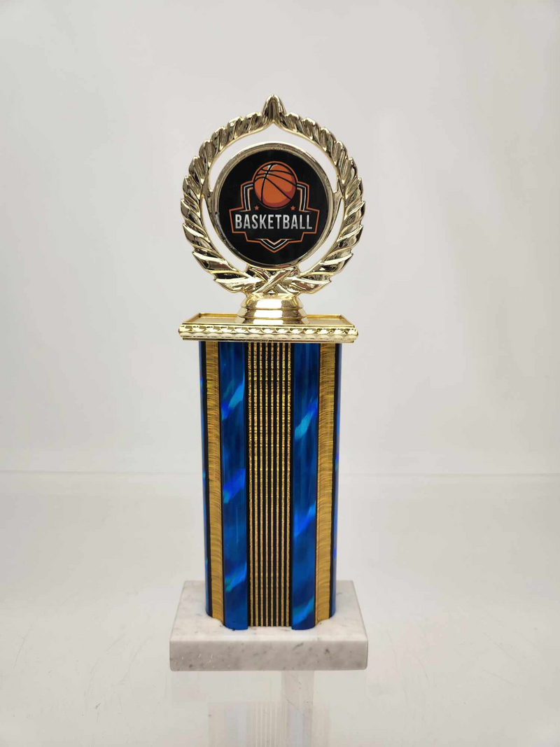 Basketball Logo Trophy on Wide Column and Marble Base