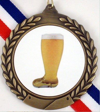 Beer Boot Gold Medal - Your Choice of Neck Ribbon Color - Schoppy&