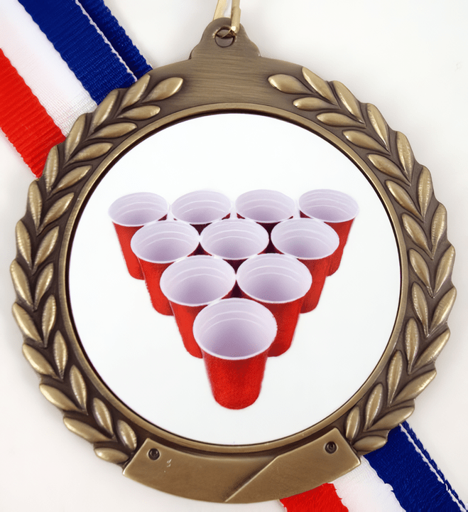 Beer Pong Rack Medal - Your Choice of Neck Ribbon Color - Schoppy's Since 1921