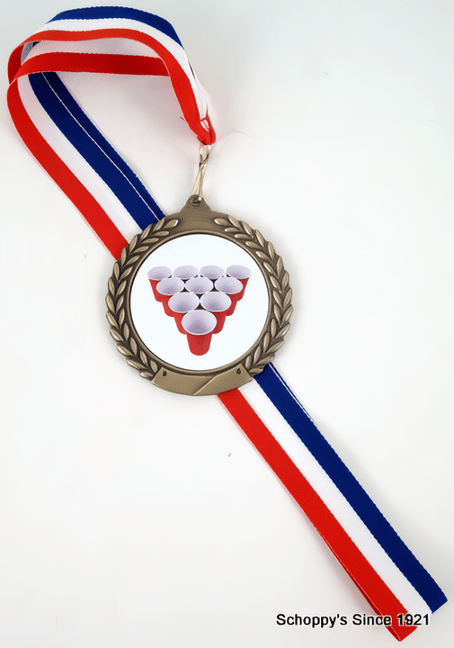 Beer Pong Rack Medal - Your Choice of Neck Ribbon Color - Schoppy&