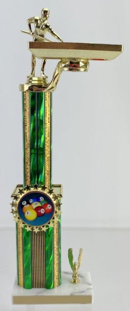 Billiards 2 Tier Trophy with Table-Trophies-Schoppy's Since 1921