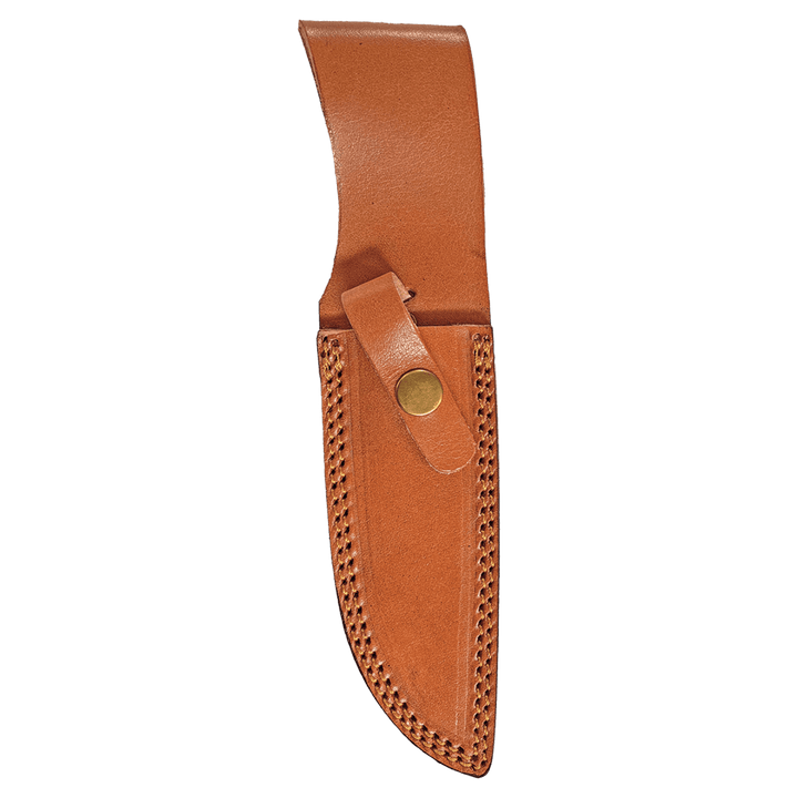 Bison River 9 1/2" Fixed Blade Wood Knife with Damascus Steel Blade and Leather Sheath - Schoppy's Since 1921