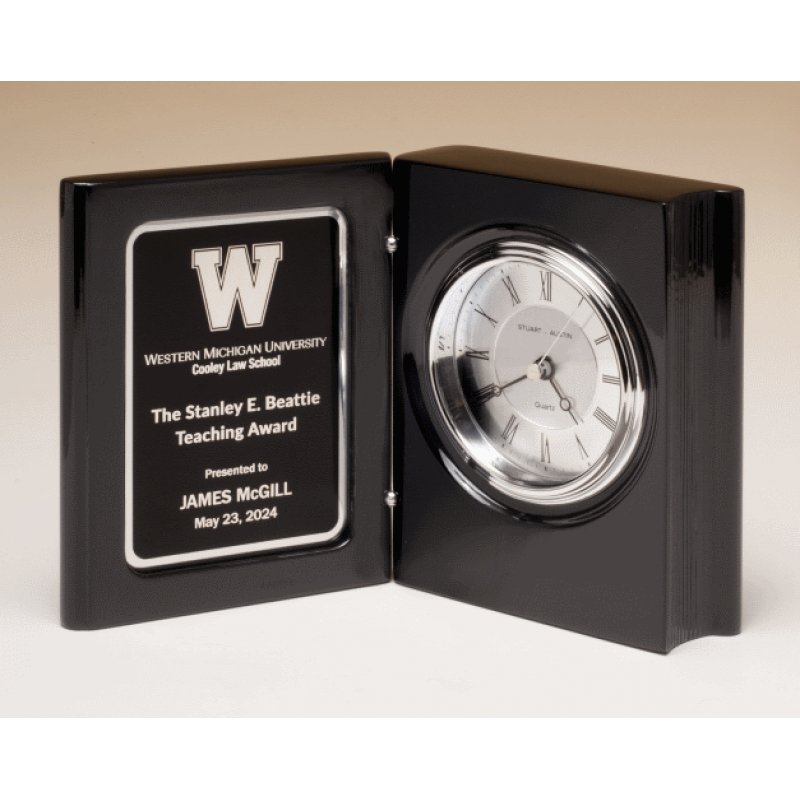 Black Piano Finish Book Clock - Schoppy's Since 1921