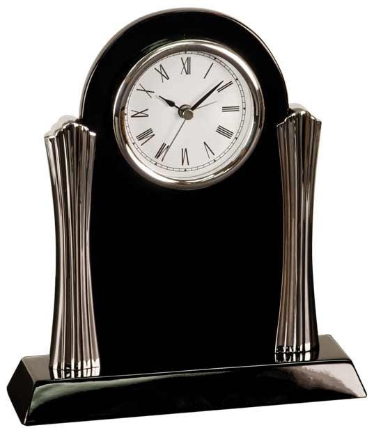 Black Piano Finish Clock with Metal Columns - Schoppy's Since 1921