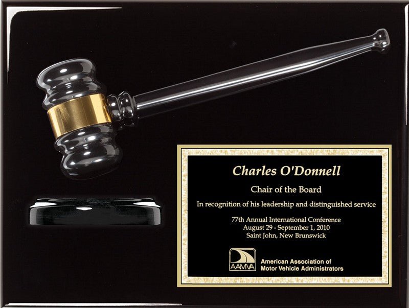 Black Piano Finish Gavel Plaque - Schoppy's Since 1921