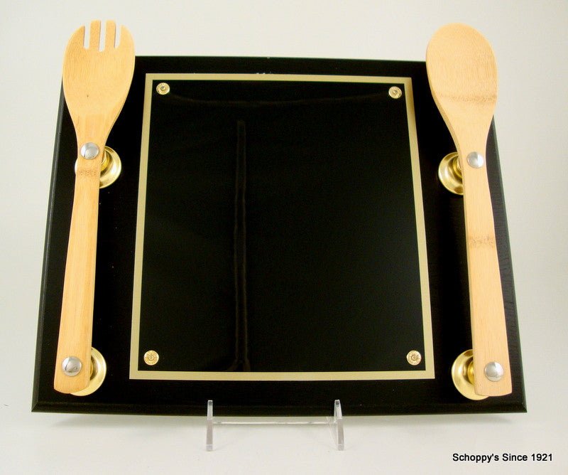 Black Plaque with Wooden Spoon and Fork - Schoppy's Since 1921