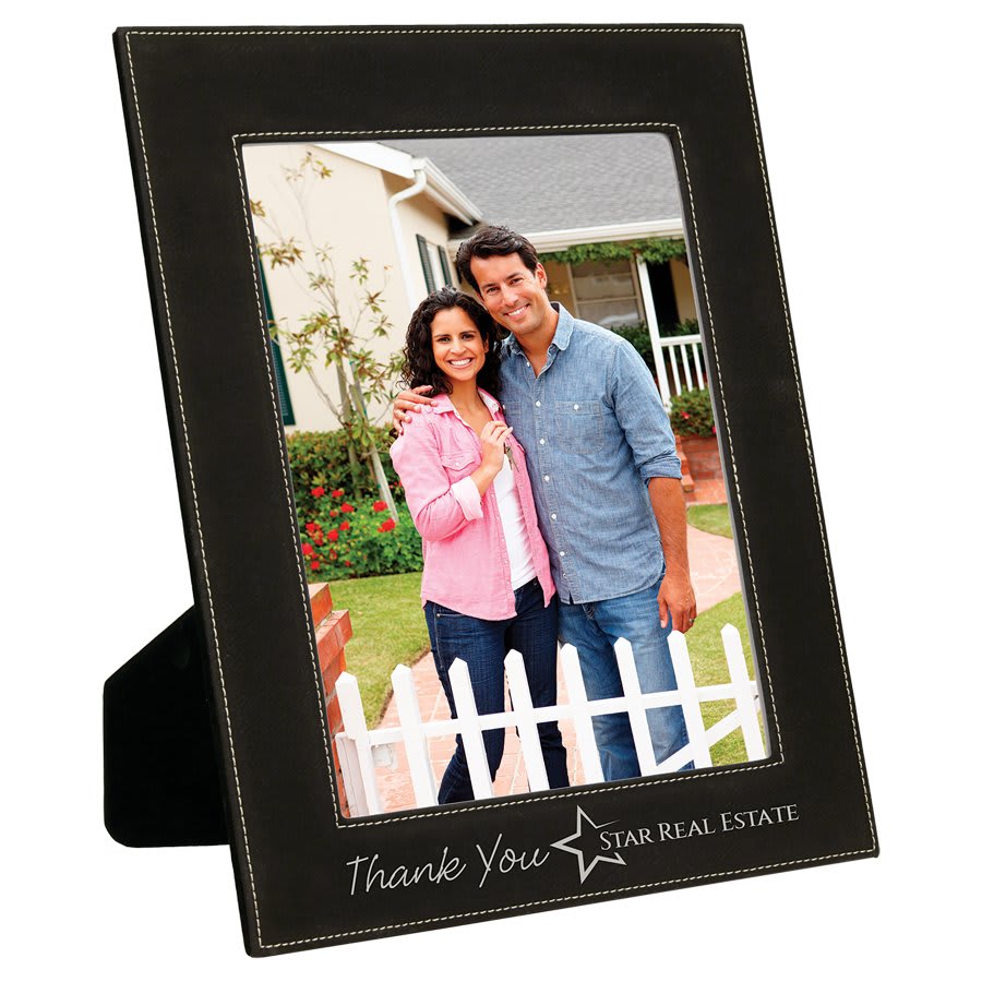 Black / Silver Leatherette Photo Frame - in multiple sizes - Schoppy&