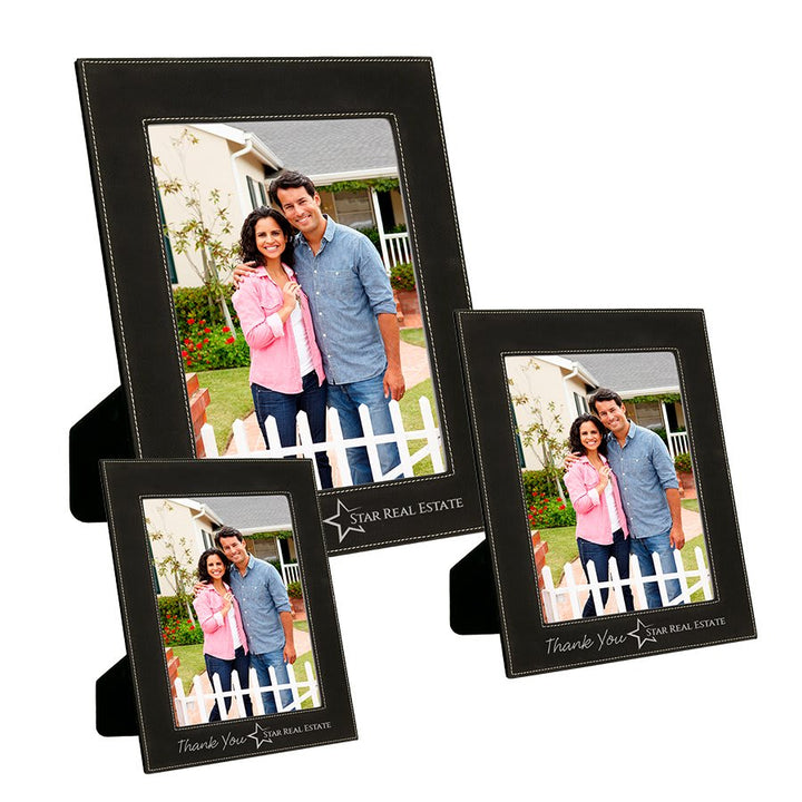 Black / Silver Leatherette Photo Frame - in multiple sizes - Schoppy&