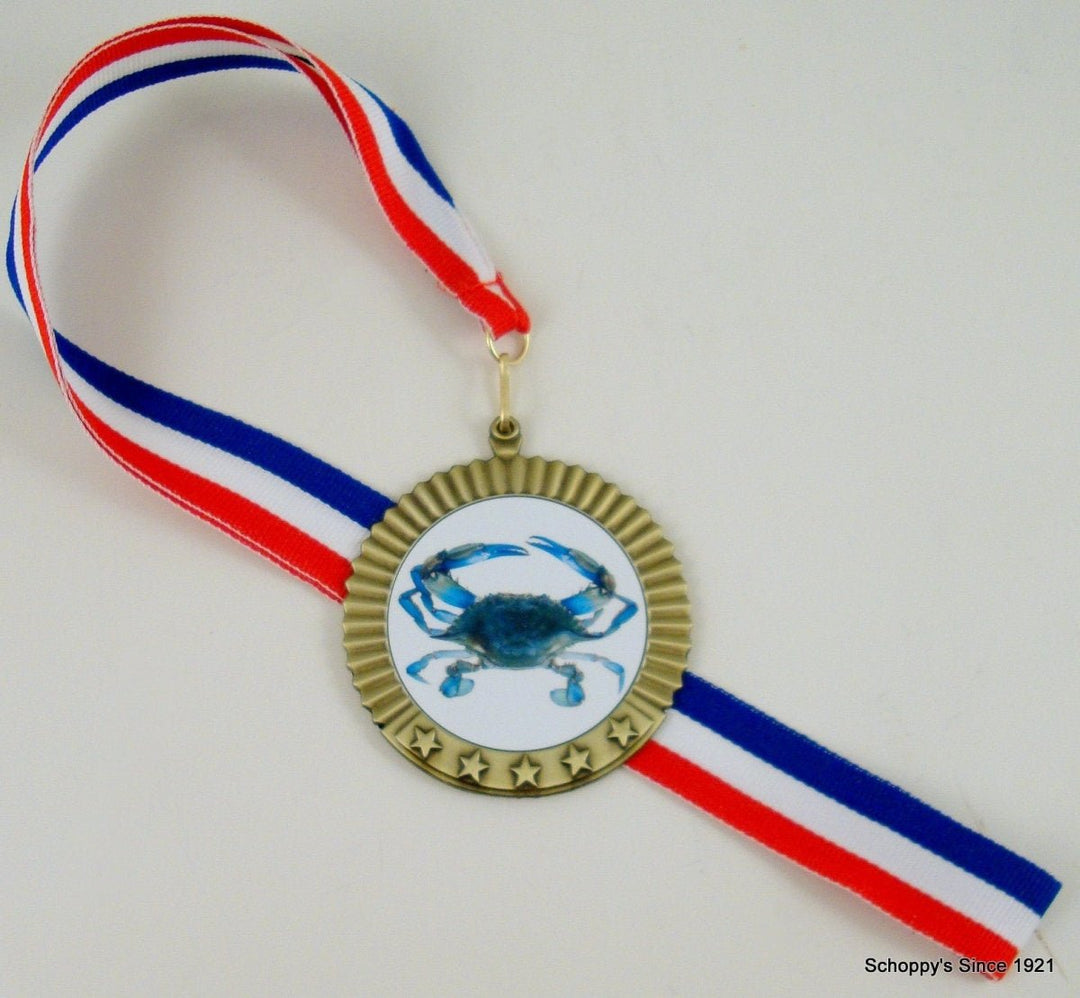 Blue Crab Medal - Your Choice of Neck Ribbon Color - Schoppy&