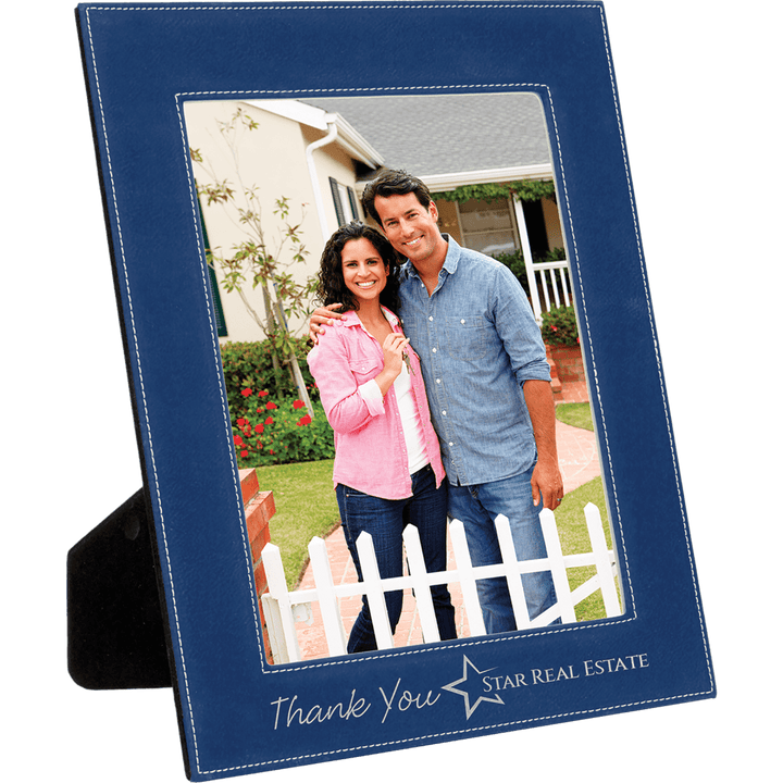Blue/Silver Leatherette Photo Frame - in multiple sizes - Schoppy&