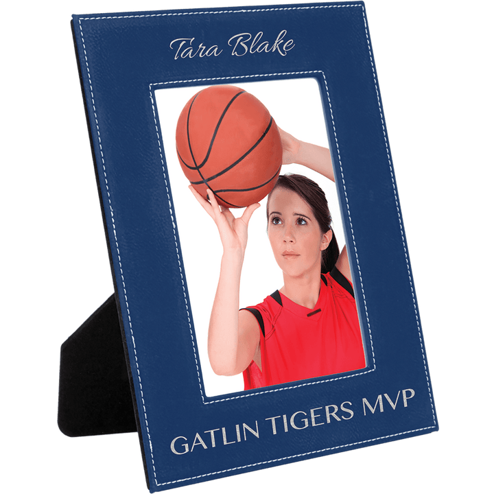 Blue/Silver Leatherette Photo Frame - in multiple sizes - Schoppy&