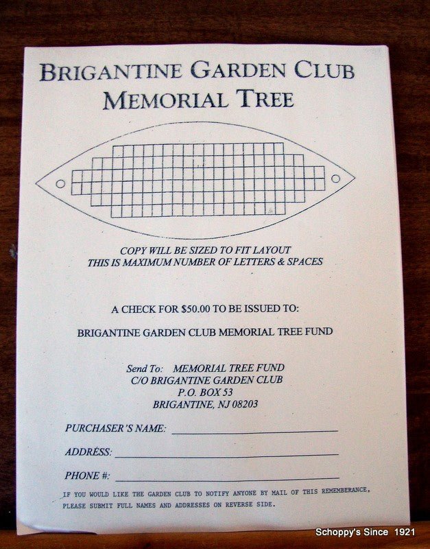 Brigantine Garden Club Donor Tree - Schoppy's Since 1921