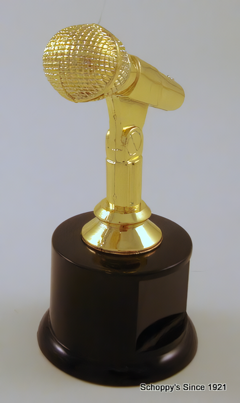 Microphone Trophy on Black Round Base