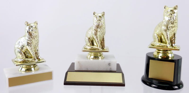 Cat Figure Trophy On Marble Base-Trophy-Schoppy's Since 1921