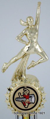 Double Column Cheerleading Trophy with Star Holder - Small-Trophies-Schoppy's Since 1921