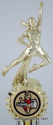 Double Column Cheerleading Trophy with Star Holder - Set-Trophies-Schoppy's Since 1921