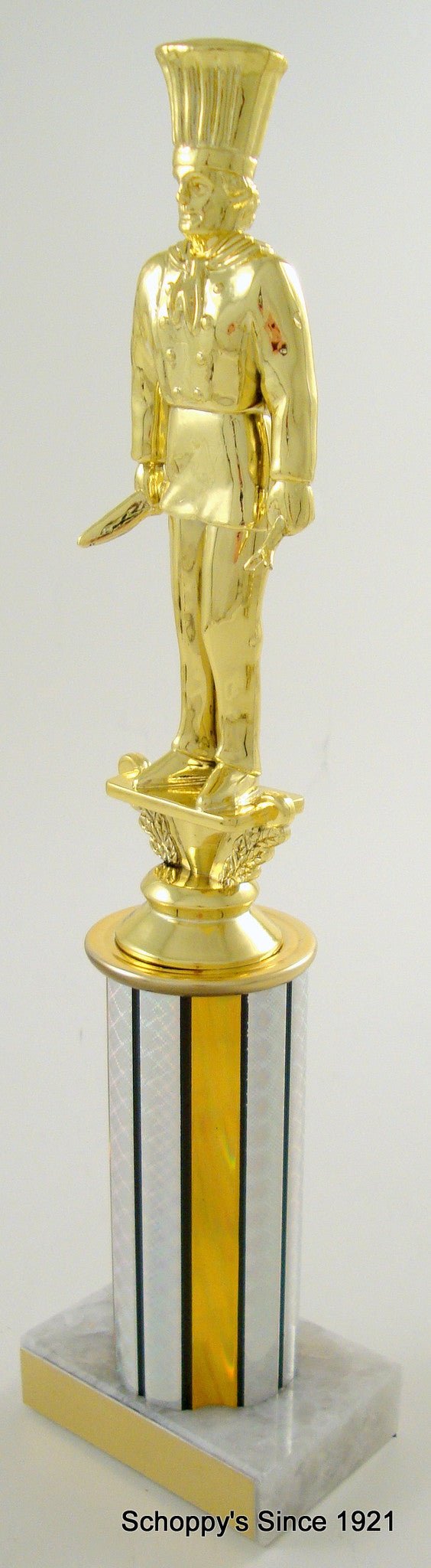 Chef Trophy Figure on On Round Column With White Marble base-Trophies-Schoppy's Since 1921