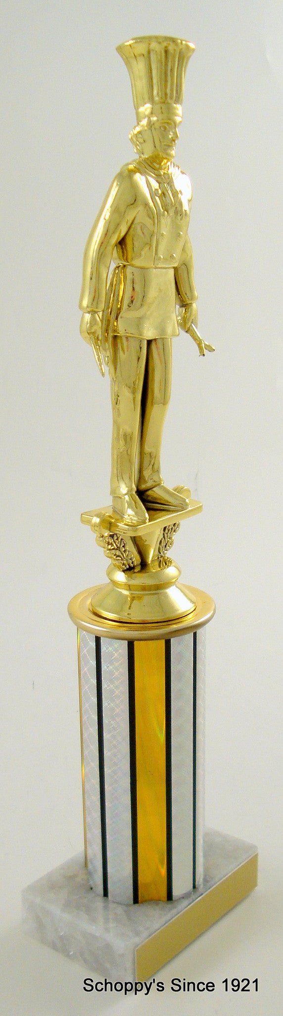 Chef Trophy Figure on On Round Column With White Marble base-Trophies-Schoppy's Since 1921