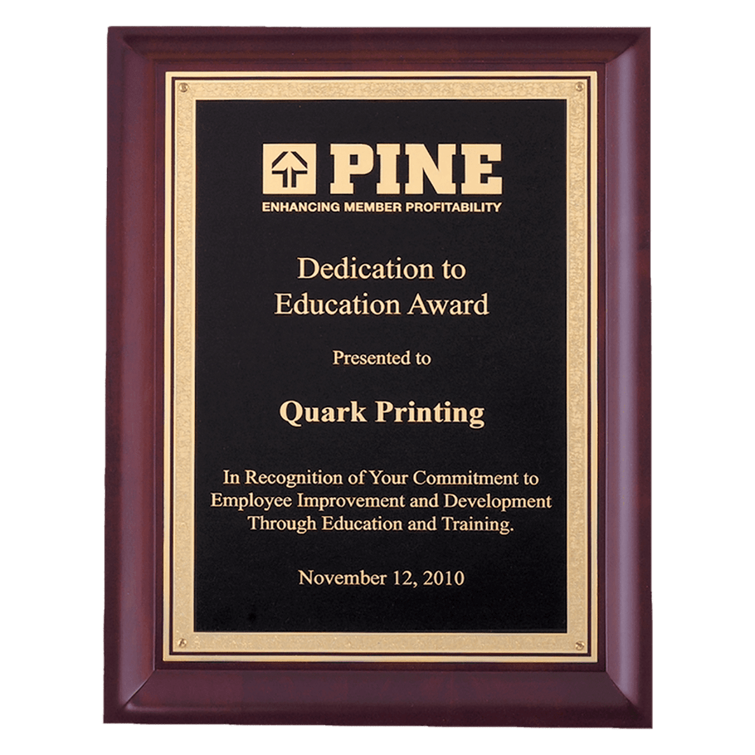 Cherry Finish Plaque with Gold Border - Schoppy&