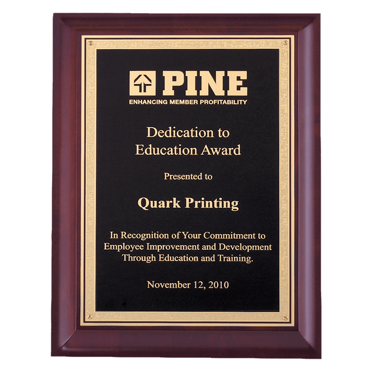 Cherry Finish Plaque with Gold Border - Schoppy's Since 1921