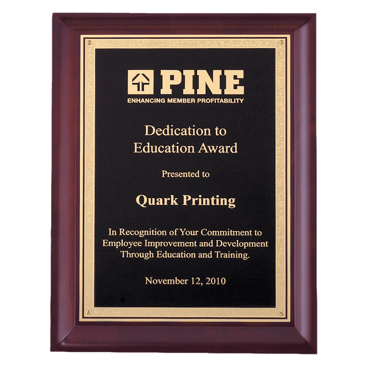 Cherry Finish Plaque with Gold Border - Schoppy&