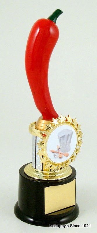 Chili Cooking Contest Starred Logo Trophy on Black Round Base - Schoppy's Since 1921