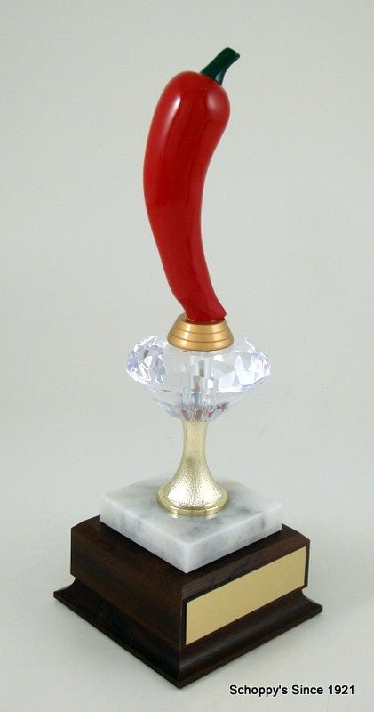 Chili Pepper Diamond Riser Trophy on Wood Base-Trophies-Schoppy's Since 1921