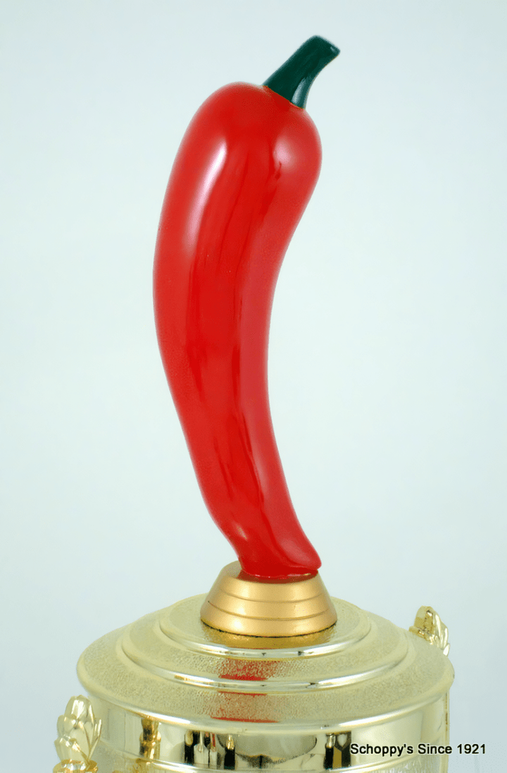 Chili Pepper Trophy on Marble and Slant Front Wood Base - Schoppy&
