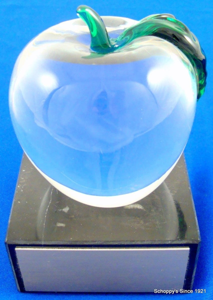 Clear Glass Apple on Thick Black Marble Base - Schoppy's Since 1921