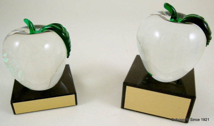 Clear Glass Apple on Thick Black Marble Base - Schoppy's Since 1921