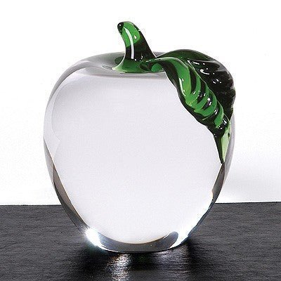 Clear Glass Apple on Thick Black Marble Base - Schoppy's Since 1921