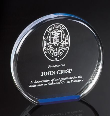 Color Reflection Circle Acrylic Award - In Blue or Gold - Schoppy's Since 1921