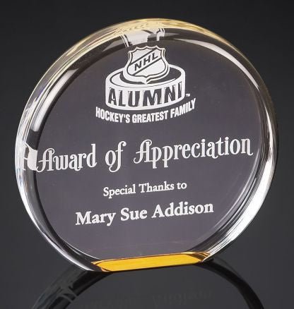 Color Reflection Circle Acrylic Award - In Blue or Gold - Schoppy's Since 1921