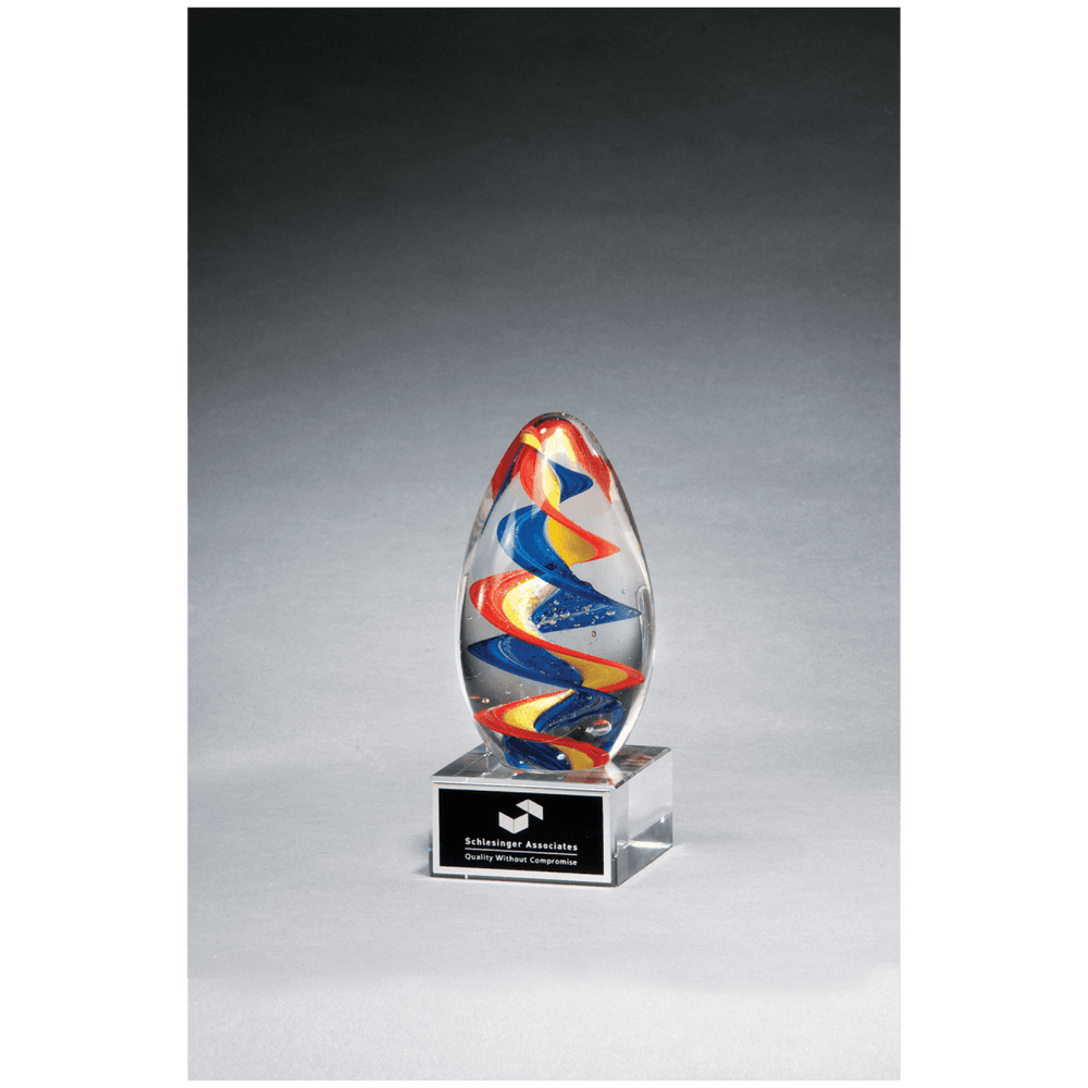 Colorful egg - shaped art glass award - 6" Tall - Schoppy's Since 1921