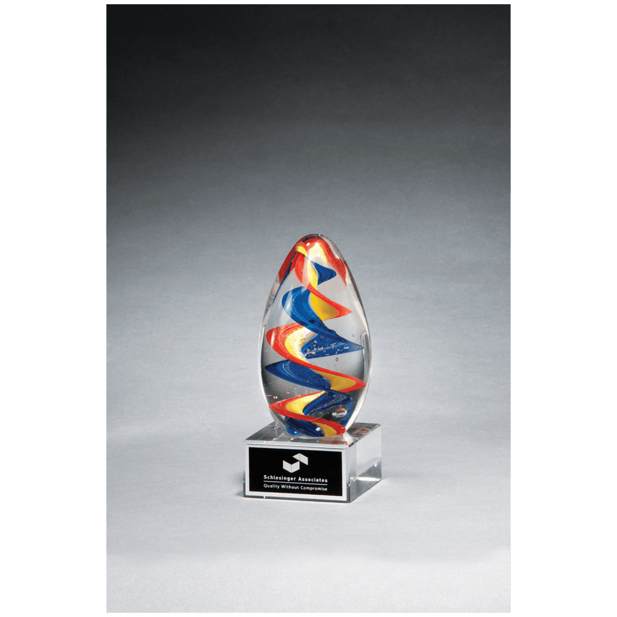 Colorful egg - shaped art glass award - 6" Tall - Schoppy's Since 1921