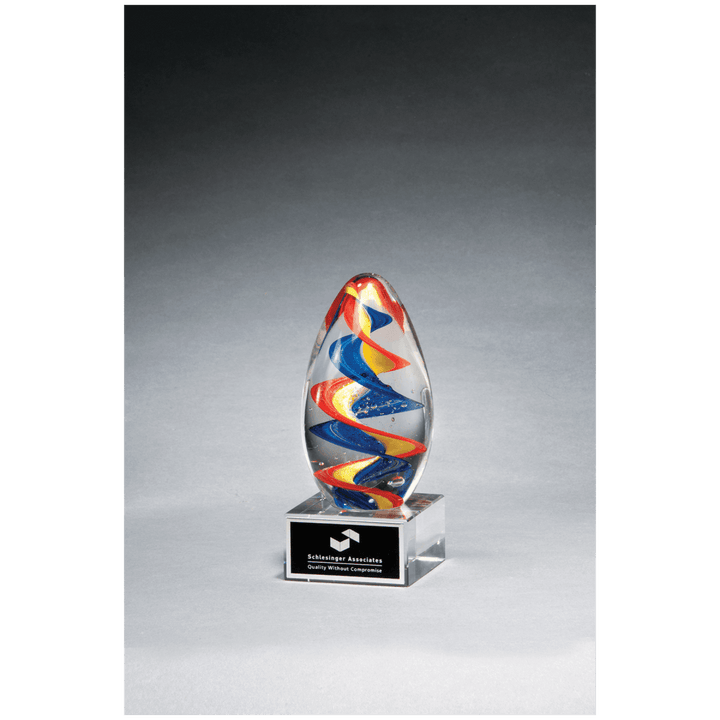 Colorful egg - shaped art glass award - 6" Tall - Schoppy's Since 1921