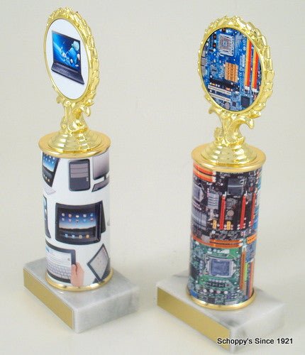 Computer Custom Column Logo Trophy - Schoppy's Since 1921