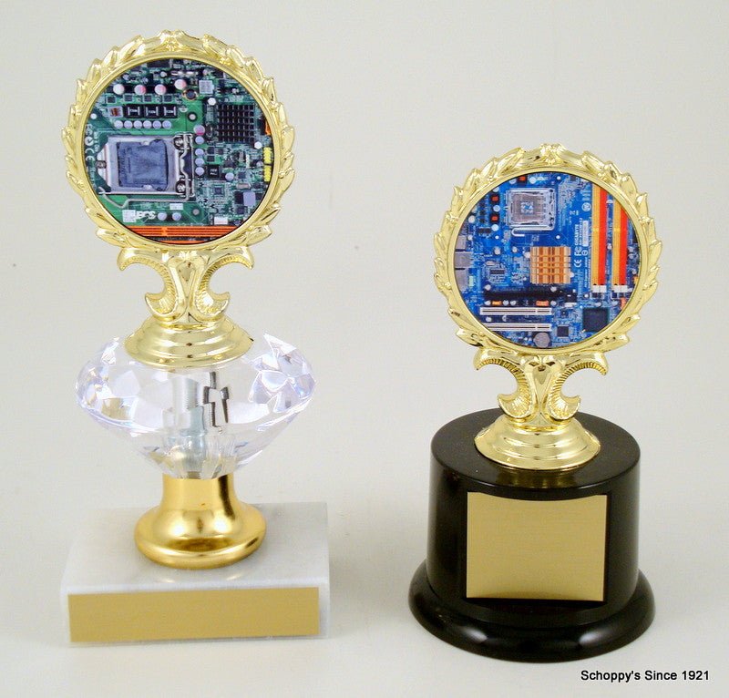 Computer Logo Trophy on Black Round Base - Schoppy's Since 1921