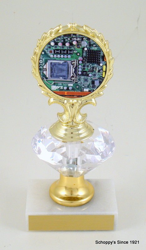 Computer Logo Trophy on Diamond Riser - Schoppy's Since 1921