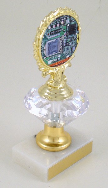 Computer Logo Trophy on Diamond Riser - Schoppy's Since 1921