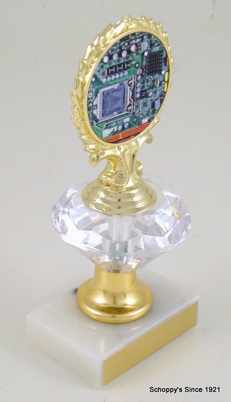 Computer Logo Trophy on Diamond Riser - Schoppy's Since 1921