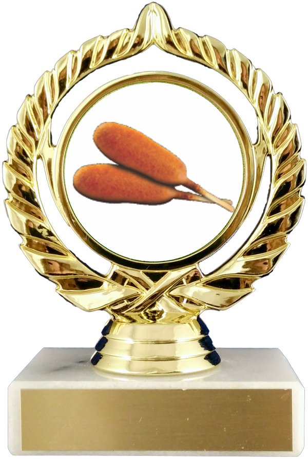 Corn Dogs Logo Trophy On Flat White Marble - Schoppy's Since 1921