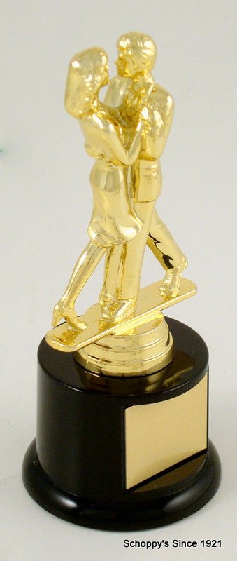 Couples Modern Dance Trophy on Black Round Base-Trophies-Schoppy's Since 1921