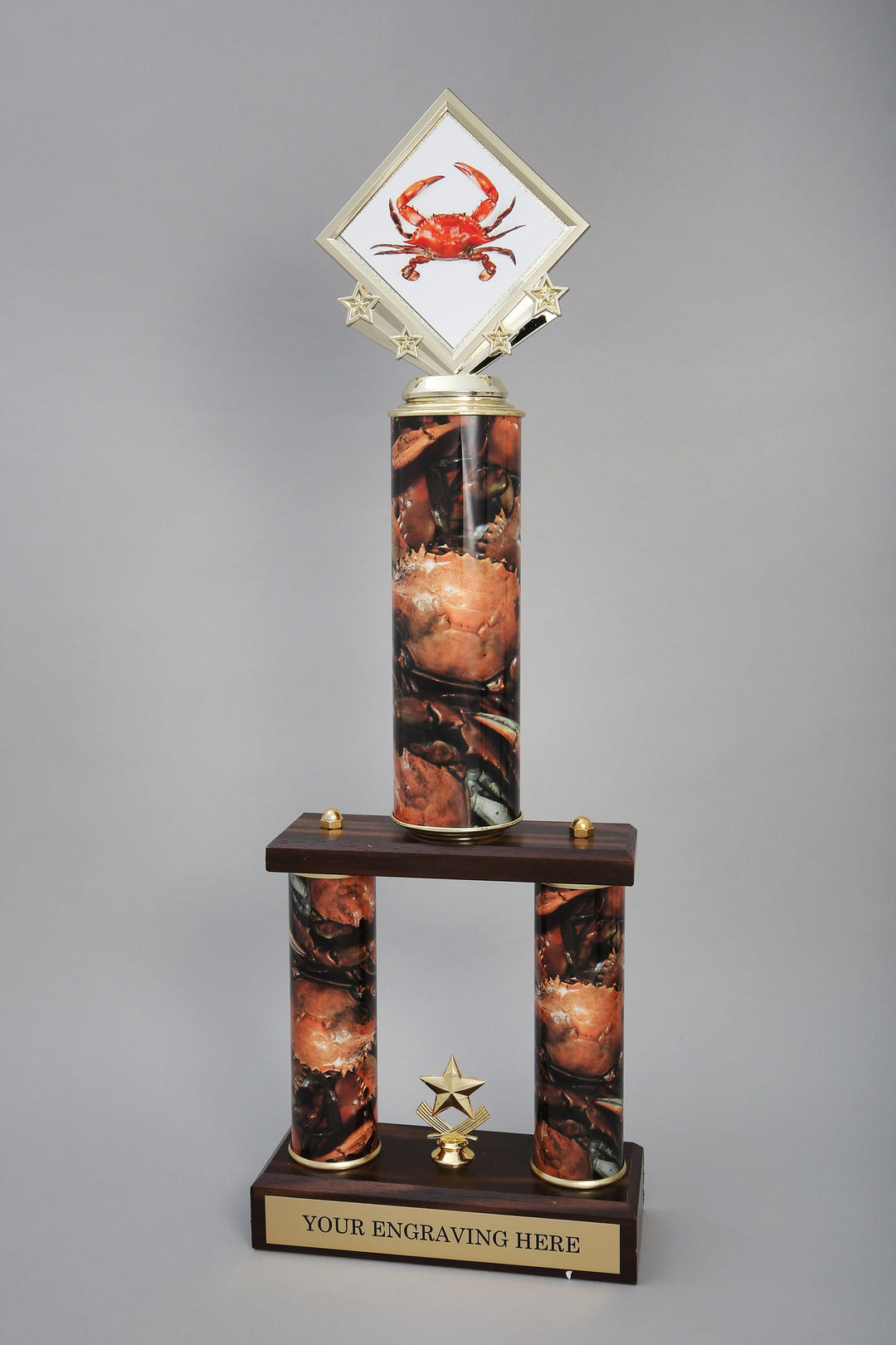 Crab Logo Two Custom Column Trophy