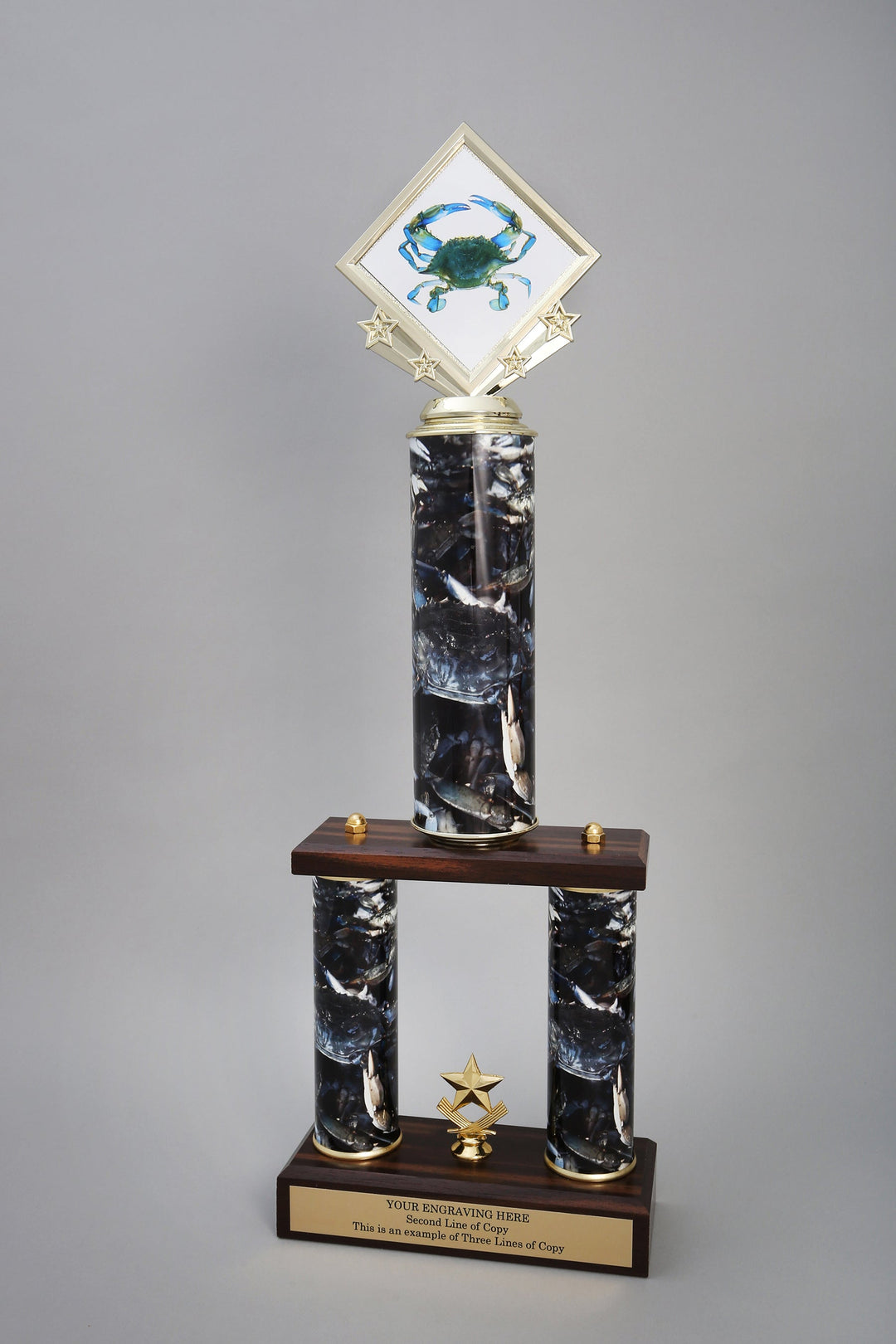 Crab Logo Two Custom Column Trophy