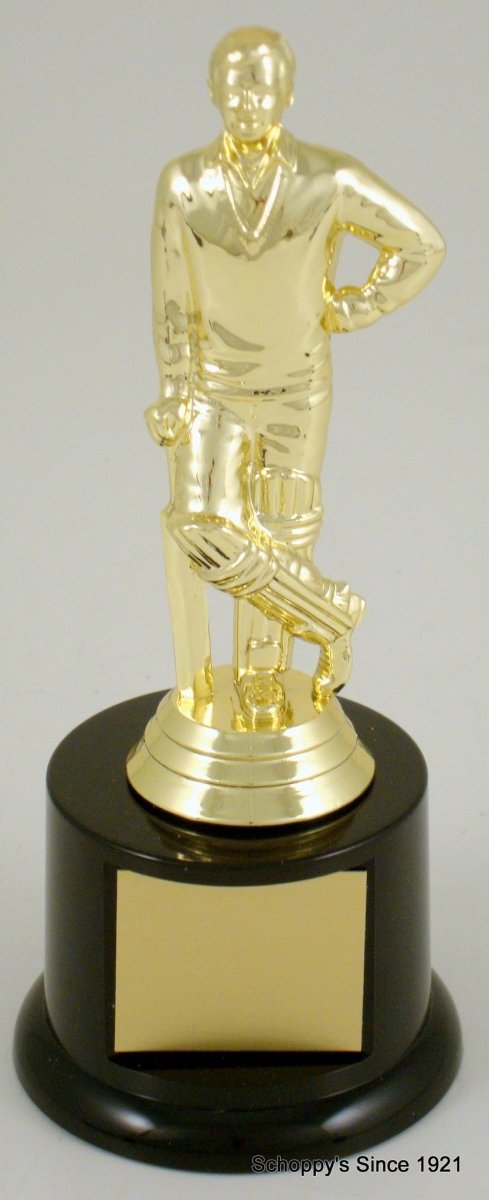 Cricket Player Trophy On Black Round Base - Schoppy's Since 1921