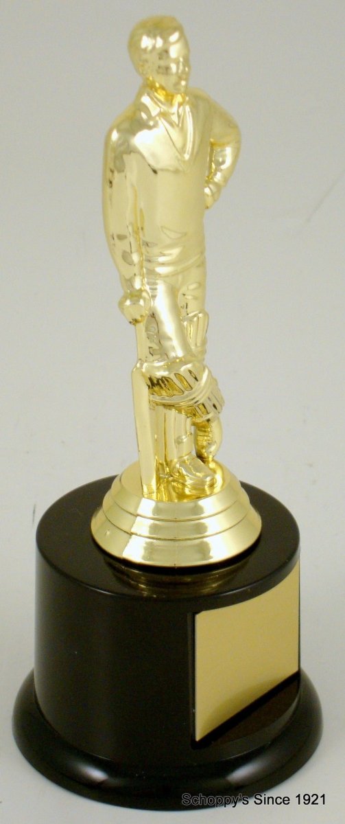 Cricket Player Trophy On Black Round Base - Schoppy's Since 1921